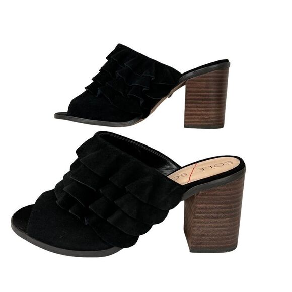 SOLE SOCIETY the FRANNIE Sandal Chunky Heel Open Toe Mules in Black Women's 9.5 - Picture 9 of 13